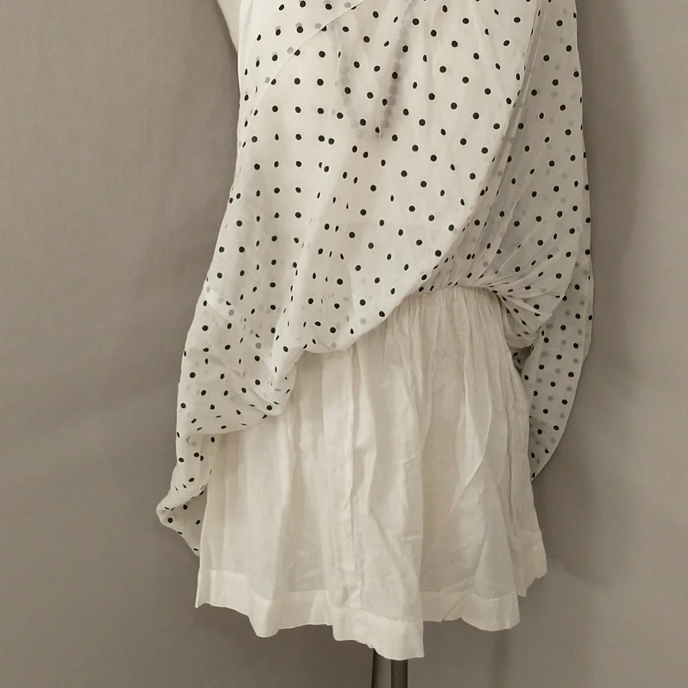 Vintage Polka Dot Flirty Mini Skirt 50s 60s Sheer Cotton USA Made Fun Feminine - Picture 3 of 10